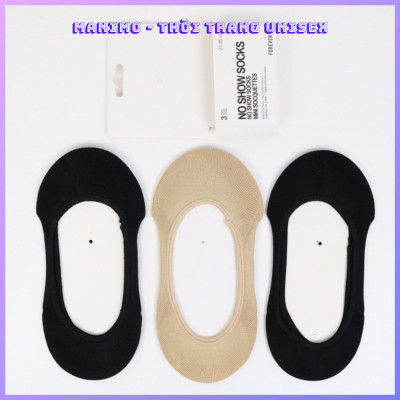Combo 3 đôi Tất nữ lười cổ ngắn 2 màu Đen, Da