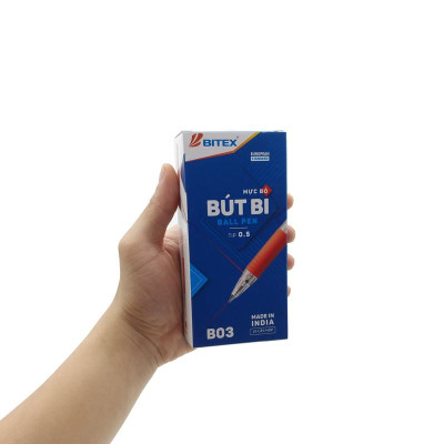 Hộp 20 Bút Bi 0.5mm Bitex B03 - Mực Đỏ