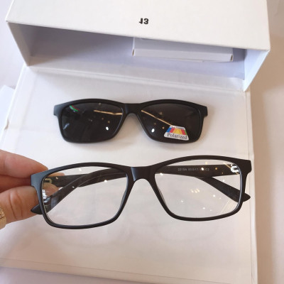 Bộ Kính Clip On Form Nhỏ Mắt Vuông Nhỏ Gọng Nhựa Đen