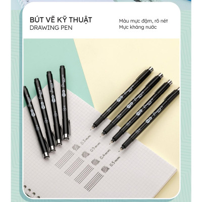Bút Kim Kỹ Thuật 0.3 mm - Drawing Pen - Colorkit DW-C002 - Mực Đen