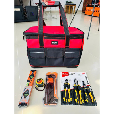 Combo Đồ Nghề Sửa Chữa Chuyên Dụng – Túi Đựng 20in + Bộ Kìm CRV + Lục Giác + Thước Đo – Hỗ Trợ Thợ
