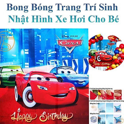 Combo Bong Bóng Trang Trính Sinh Nhật Hình Xe Hơi Cho Bé