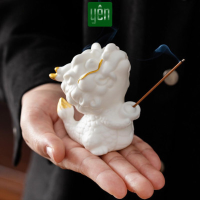 Đế Nhang Thảo Mộc Yên Tượng Kỳ Lân Gốm Sứ Xanh Trắng Yên Trang Trí Tâm Linh Thờ Cúng Thư Giãn