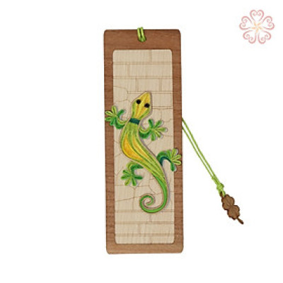 Bookmark nghệ thuật - chú tắc kè xanh - size 13.5 x 5.3 cm