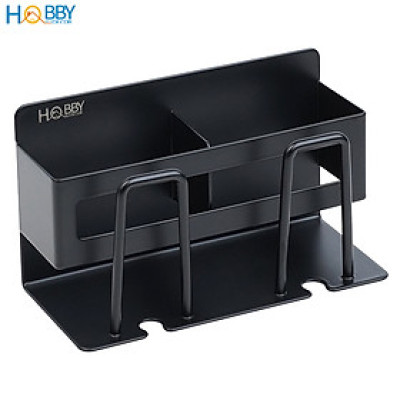 Kệ đựng bàn chải kem đánh răng 2 ngăn màu đen Hobby home decor CD3B
