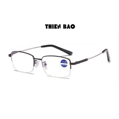 Kính lão thị, kính viễn thị Nam nữ KVM367  Gọng TITANIUM càng dẻo chuẩn độ hàng đẹp xẻ cước chống as xanh