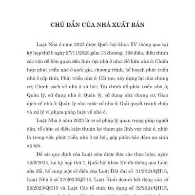 Luật Nhà ở năm 2023 (Song ngữ Việt - Anh) - The 2023 Housing Law (Vietnamese - English)