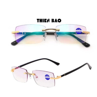 Kính lão thị, viễn thị Hai tròng nhìn XA - GẦN đọc chữ nhìn xa, tròng váng xanh, GỌNG KHOAN nam nữ không viền KT1K
