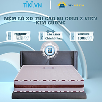 Nệm Lò Xo Túi cao su Gold Kim Cương 2 viền