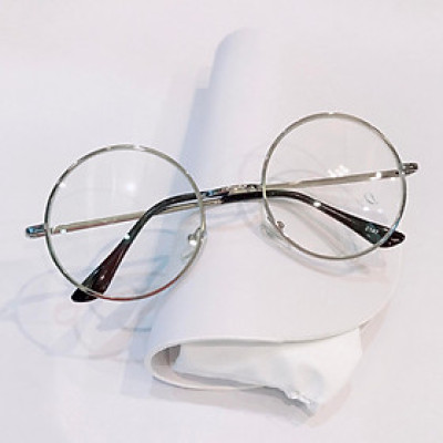 Kính Gọng Mắt Tròn Xoe Kim Loại Phong Cách Cổ Điển (BẠC)