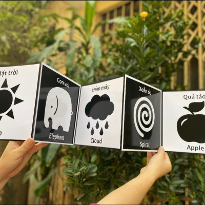 Thẻ kích thích thị giác cho trẻ sơ sinh, đồ chơi cho bé sơ sinh từ 0 - 2 tuổi, giúp bé phát triển giác quan và não bộ