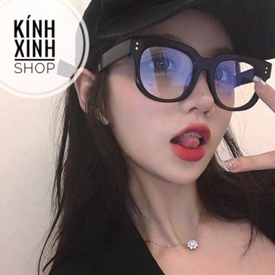 Gọng Kính Cận, Kính Giả Cận Nam Nữ Mắt Vuông Form To Gọng Nhựa Dày Full Đen Chống Ánh Sáng Xanh Không Độ