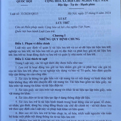 Luật Lưu Trữ - Công Tác Văn Thư, Lưu Trữ; Thời Hạn Bảo Quản Hồ Sơ, Tài Liệu Trong Hoạt Động Của Cơ Quan, Tổ Chức, Đơn Vị