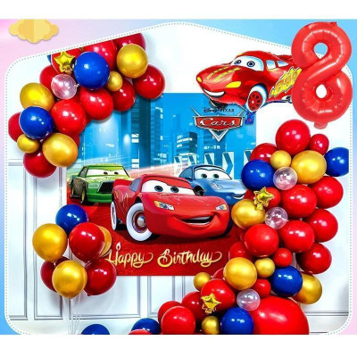 Combo Bong Bóng Trang Trính Sinh Nhật Hình Xe Hơi Cho Bé