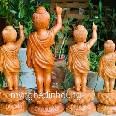 Tượng phật đản sinh bằng gỗ hương đá kt cao 30×12cm 