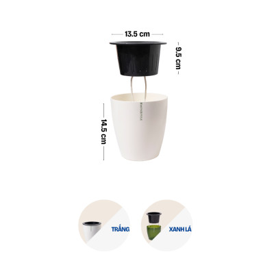 Chậu trồng cây tự tưới MONROVIA H0, chất liệu PP cao cấp, trồng hoa, cây cảnh, trang trí nhà cửa