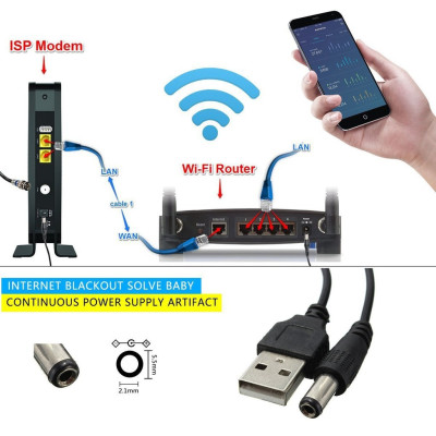Cáp chuyển đổi điện áp DC 5V sang DC 9V / 12V đầu cắm USB 2.1x5.5mm dùng cho modem wifi cắm pin dự phòng khi cúp điện - miếng lót chuột