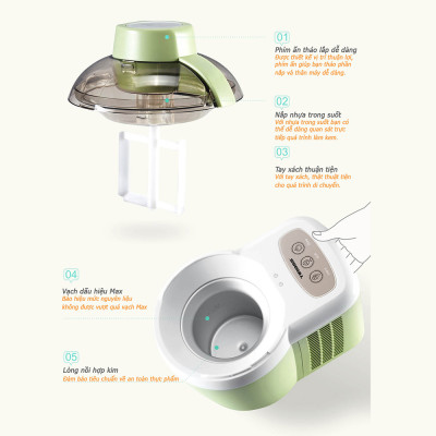 Máy Làm Kem Hoàn Toàn Tự Động Tiross TS9090 (Xanh) - Hàng Chính Hãng