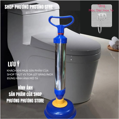 DỤNG CỤ BƠM HÚT THỤT THÔNG TẮC BỒN CẦU NHÀ VÊ SINH TOA LÉT BẰNG INOX (tặng vỉ dán to)