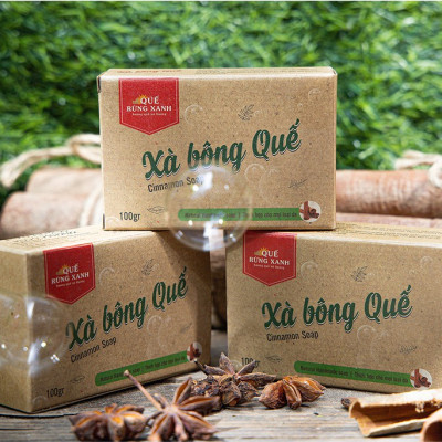 Xà bông quế handmade 100% nguyên liệu hữu cơ ngừa mụn, giúp trắng da, viêm nang lông hộp 100g Quế Rừng Xanh - HÀNG CHÍNH HÃNG