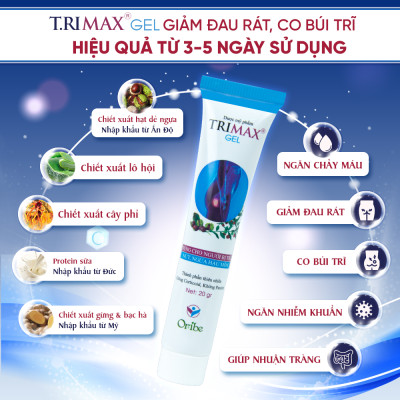 Liệu Trình Hỗ Trợ Điều Trị Trĩ TRIMAX, Giúp Co Búi Trĩ, Giảm Đau Rát Chảy Máu (Combo 3 Hộp Viên Uống Trimax + 1 Kem Thoa Trimax)
