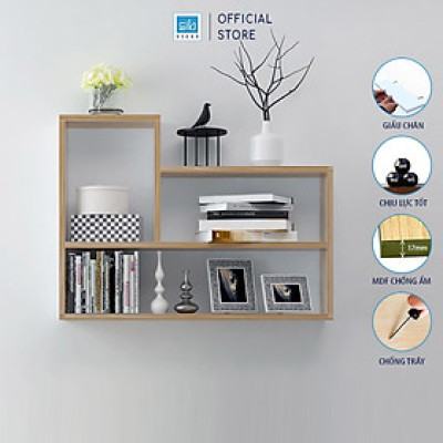 Bộ 2 Kệ Sách Gỗ Trang Trí Treo Tường Chữ L và Chữ U SIB DECOR KT812