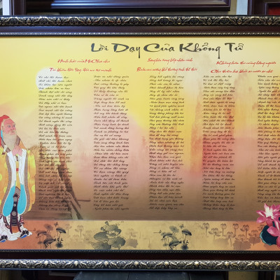 LỜI DẠY KHỔNG TỬ- TRANH CHỮ THƯ PHÁP IN DẦU CAO CẤP ( KT 70cm*100cm)