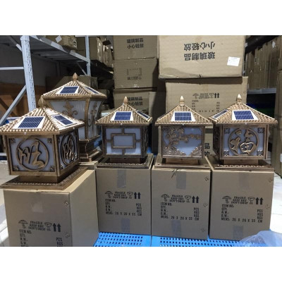 Đèn trụ cổng năng lượng mặt trời,phi 250_4 chế độ ánh sáng