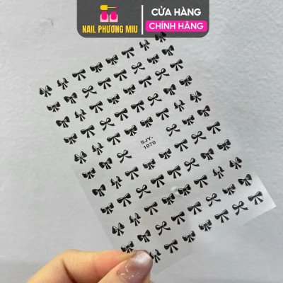 Sticker Hình Nơ 3D Trắng Đen SJY1085 Mix Kiểu Hàn Quốc Dán Móng Siêu Xinh, Hình Dán nail Móng Nơ Nổi Trắng Đen Sheng Jia Yu Nữ Women
