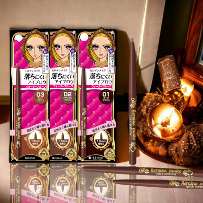 Bút Chì Sáp Kẻ Lông Mày Không Lem Trôi Lõi Siêu Mịn Màu Nâu Sáng Kissme Heroine Make Quick Eyeliner