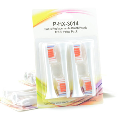Cho máy Philips Sonicare, Bộ 4 đầu đánh răng điện HX-3014, dòng máy HX3, HX6, HX7, HX8, HX9, R, FlexCare +, FlexCare, HealthyWhite, HydroClean, EasyClean, DiamondClean-Loại bỏ cao răng, cho răng sáng bóng