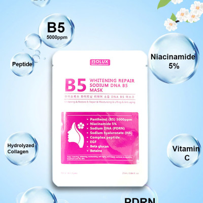 Mặt nạ ISOLUX Whitening repair sodium DNA B5 mask Hàn Quốc 25ml hạn 2027 dưỡng sáng phục hồi cấp ẩm căng bóng