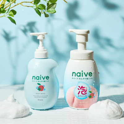 Sữa Tắm Trắng Mịn Da Chiết Suất Hương Đào Và Bạc Hà Kracie Naive Body Wash Peach Mint - Chai 530ML
