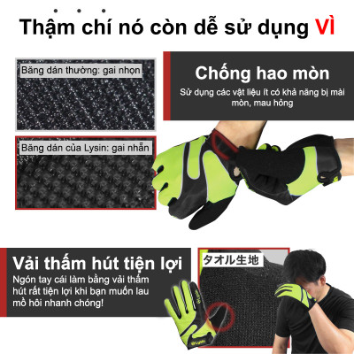 Lysin - găng tay tập gym, thể dục, xe đạp, câu cá, tập tạ, chống trượt bảo vệ lòng bàn tay chính hãng Nhật