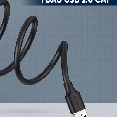 Ugreen UG10313US103TK 0.5M màu Đen Cáp tín hiệu nối dài USB 2.0 lõi thuần đồng - HÀNG CHÍNH HÃNG