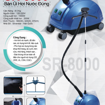 Bàn ủi hơi nước đứng công nghiệp SR-8000 Silver Star - Hàng chính hãng