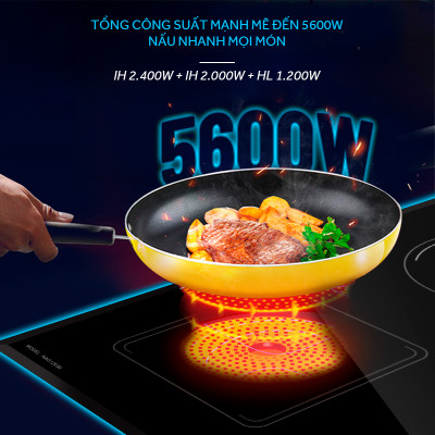 Miễn phí giao lắp toàn quốc - Bếp 3 lò điện từ hồng ngoại Inverter Nagakawa NAG1253M (59 cm) Premium - Bảo hành 5 năm - Made in Malaysia - Hàng Chính Hãng