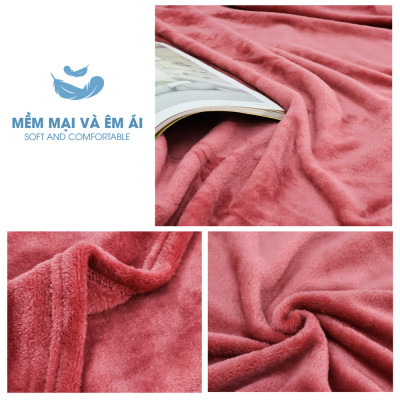 Mền tuyết NIN - màu Ruby Wine 1m3x2m, 1m6x2m 100% Microfiber, chăn hè cao cấp, chăn lông tuyết nhung kiểu dáng Hàn Quốc