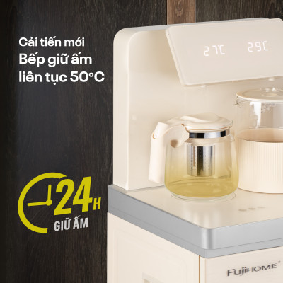 Cây nước nóng lạnh bàn trà cafe Fujihome nhập khẩu cài đặt nhiệt độ sôi, máy nước nóng lạnh bình âm điều khiển từ xa - hàng chính hãng