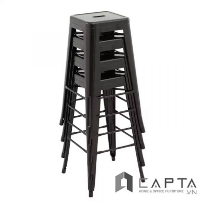 Ghế quầy bar không tựa TOLIX-T1 Ghế bar xếp chồng có chân cao thép sơn tĩnh điện 