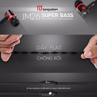 Bộ Sản Phẩm Thiết Bị Chuyển Đổi Âm Thanh VietTech Bluetooth Music và Tai Nghe Langsdom JM26 - Màu Đen - Hàng Chính Hãng