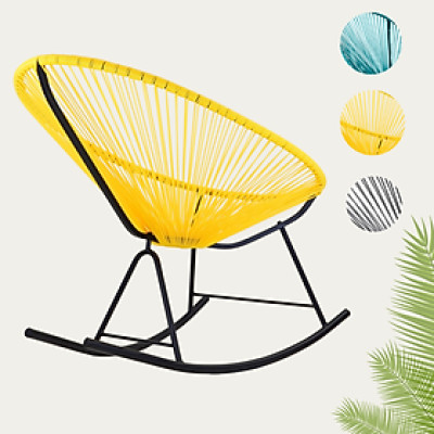 Ghế ngồi thư giãn màu xanh đen vàng ACAPULCO ROCKING Nội thất Capta Ghế sân vườn có tay sợi tròn chân thép sơn bập bênh tại HCM