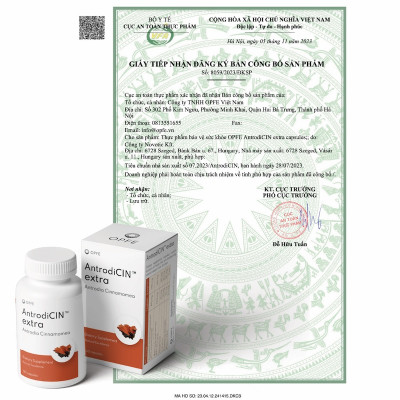 Thực phẩm BVSK OPFE AntrodiCIN extra capsules (30 viên) Hungary (Nấm Ngưu Chương Chi) Made in EU, 100% Thảo dược tự nhiên