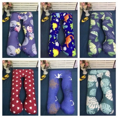 Gối ôm chữ U vỏ cotton satin Hàn Quốc cao cấp 120cm bông gòn mềm êm cho mẹ ngủ ngon - Giao họa tiết ngẫu nhiên