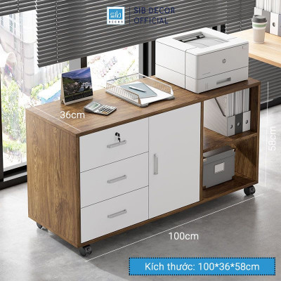 Tủ Tài Liệu, Máy In Văn Phòng Có Hệ Bánh Xe Di Động Đa Năng SIB Decor HS24