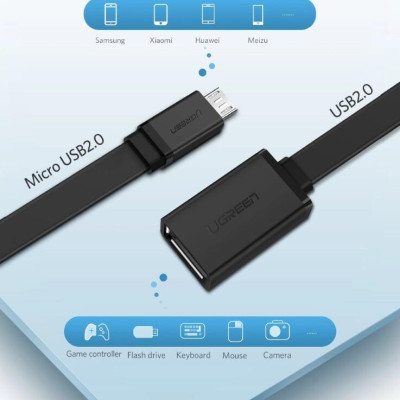Ugreen UG10396US133TK 12CM màu Đen Cáp chuyển đổi MICRO USB sang USB âm hỗ trợ OTG - HÀNG CHÍNH HÃNG