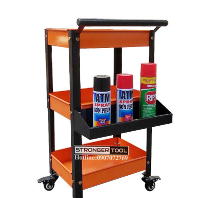 XE ĐẨY ĐA NĂNG 3 TẦNG MÀU HỒNG CÓ KHAY PHỤ