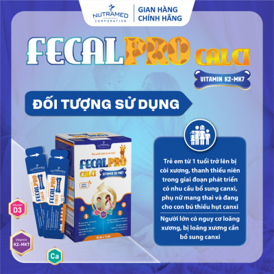 Siro Fecalpro Calci vitamin K2-MK7 hỗ trợ bổ sung Canxi, Vitamin D cho xương chắc khỏe (20 gói) - Nutramed