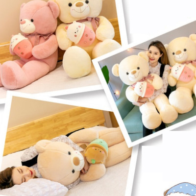 Thú nhồi bông Teddy ôm bình sữa đáng yêu - Size từ 60cm đến 1m2 - Quà tặng gấu bông Teddy lông mịn nhiêu màu khổng lồ.
