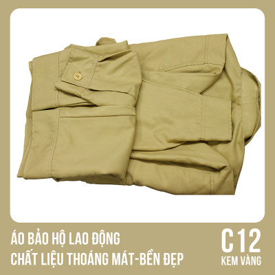 Áo bảo hộ lao động, chất liệu thoáng mát, bền đẹp - Mã C12 (Kem Vàng)